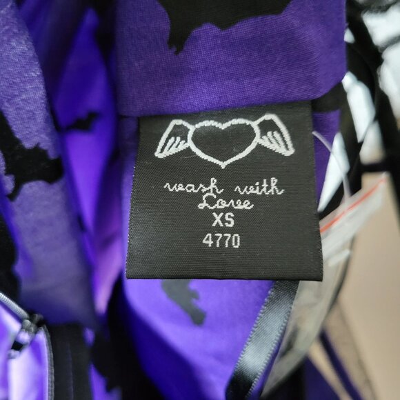 Purple Rockabilly Goth Punk Halloween Dress Bats Haunted House Print Sheer Mesh - Picture 10 of 11